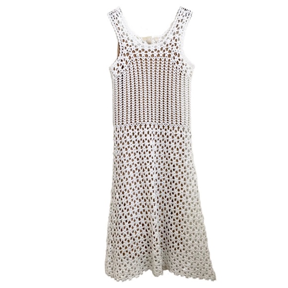 MICHAEL Michael Kors White Crocheted Midi Sheath Dress S - Picture 6 of 15